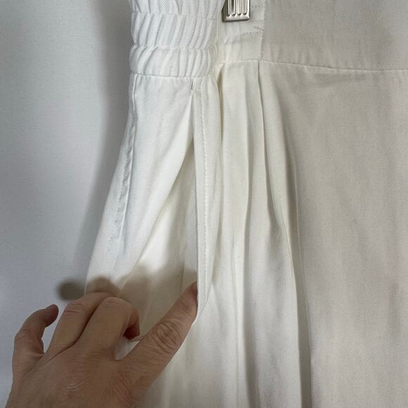 Calvin Klein Women's White Cropped Wide Leg Pants L Elastic Waistband Career - Picture 3 of 9